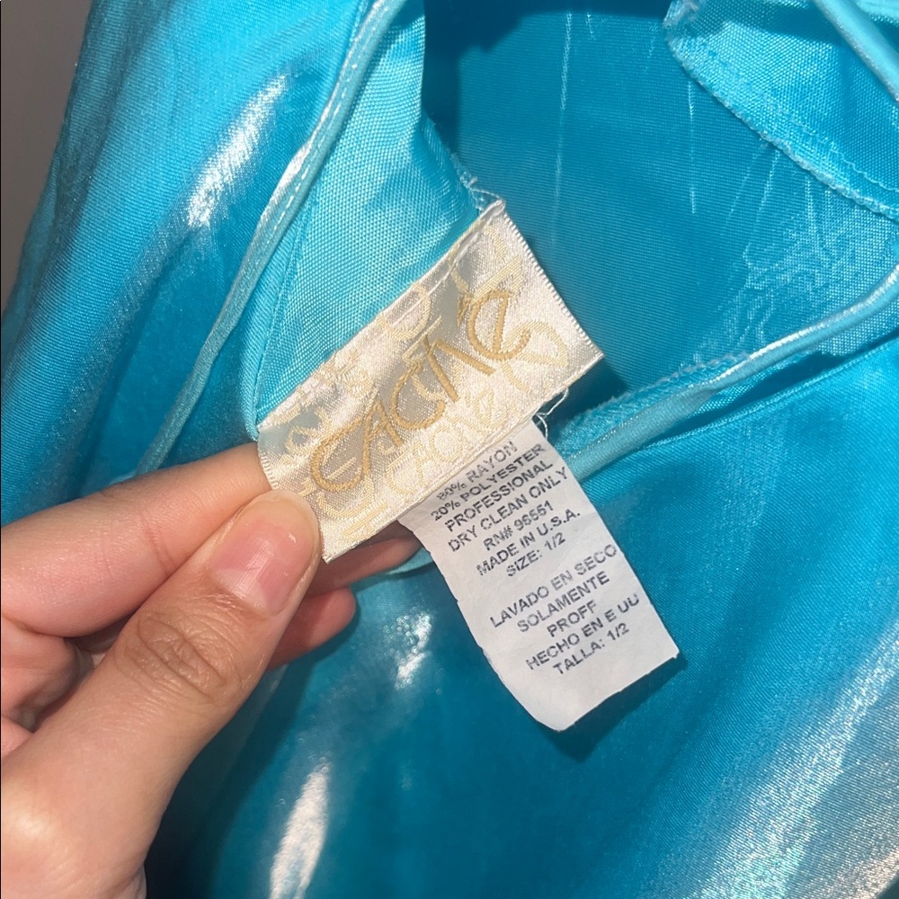Cache vintage silky Blue iridescent Prom Dress - Picture 8 of 12